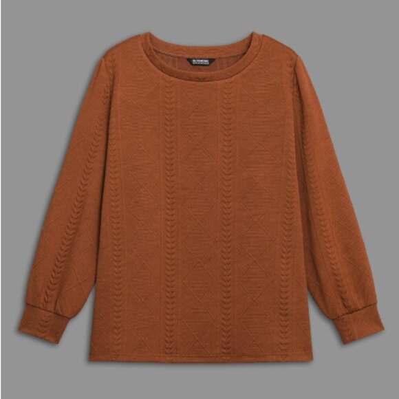 BloomChic Size L Textured Round Neck Stretchy Sweatshirt us size 12 - Picture 4 of 6